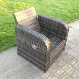 Rackhams Dark Grey Mix PE Wicker Rattan Garden Furniture Set Sofa Set Reclining Adjustable Chair 9 Seater - thumbnail 3