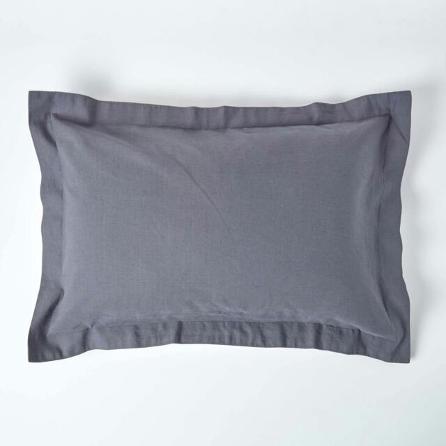 Rackhams French Flax Linen Oxford Pillowcase, King Size - Dark Grey - image 1