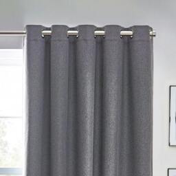 Rackhams Dawn Eyelet Curtains - Charcoal - 66in x 72in - Charcoal - 100% Polyester - thumbnail 3