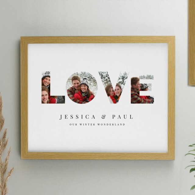 Rackhams Personalised LOVE Photo Upload Oak Poster Frame - image 1