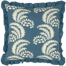 Rackhams Montrose Pleated Floral Cushion Cover - French Blue - 50cm x 50cm - French Blue - 100% Cotton