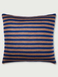 Rackhams Striped Dark Navy and Caramel Brown Cushion - thumbnail 1