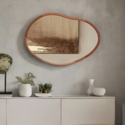 Rackhams Small Irregular Wooden Vanity Wall Mirror Natural Brown - thumbnail 5