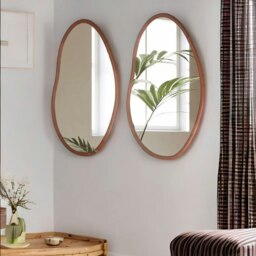 Rackhams Small Irregular Wooden Vanity Wall Mirror Natural Brown - thumbnail 3
