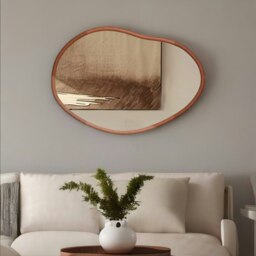 Rackhams Small Irregular Wooden Vanity Wall Mirror Natural Brown - thumbnail 6