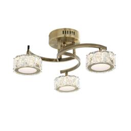 Rackhams Dilan 3 Light Antique Brass LED Semi Flush Ceiling Light - thumbnail 2