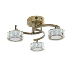 Rackhams Dilan 3 Light Antique Brass LED Semi Flush Ceiling Light - thumbnail 3