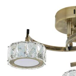 Rackhams Dilan 3 Light Antique Brass LED Semi Flush Ceiling Light - thumbnail 5