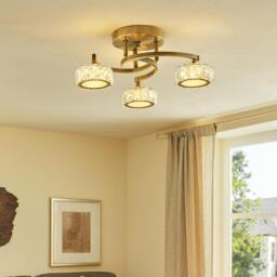 Rackhams Dilan 3 Light Antique Brass LED Semi Flush Ceiling Light - thumbnail 1
