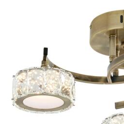 Rackhams Dilan 3 Light Antique Brass LED Semi Flush Ceiling Light - thumbnail 4
