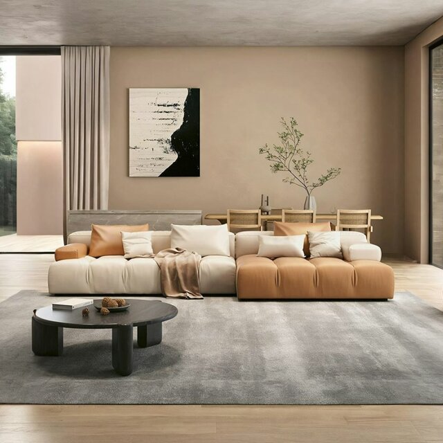 Rackhams Moira Three Seater Corner, Four Seater Corner Sofa, Velvet - Right Hand Facing - Off White - Four Seater Corner 335cm - image 1