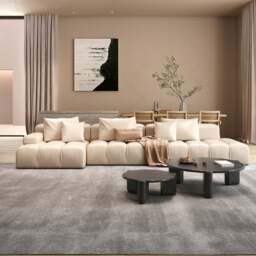 Rackhams Moira Three Seater Corner, Four Seater Corner Sofa, Velvet - Right Hand Facing - Off White - Four Seater Corner 335cm - thumbnail 3