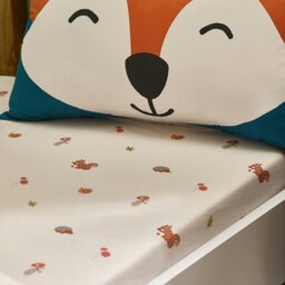 Rackhams Fox and Woodland Friends Fitted Sheet Cream - Double