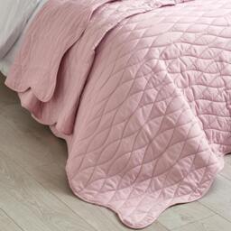 Rackhams Scallop Waves Quilted Bedspread Pink - 240 x 260 cm - Pink