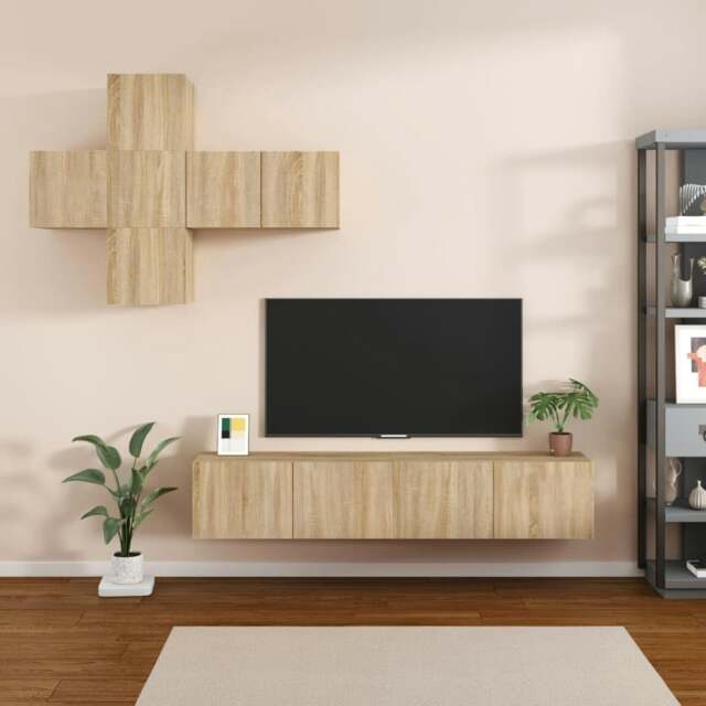 Rackhams 7 Piece TV Cabinet Set Sonoma Oak Engineered Wood