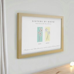 Rackhams Personalised Birth Flower Family of 2 Oak Framed Print - thumbnail 2