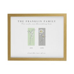 Rackhams Personalised Birth Flower Family of 2 Oak Framed Print - thumbnail 4
