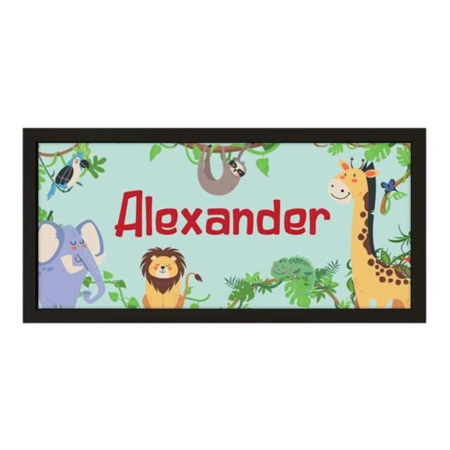 Rackhams Personalised Jungle Nursery Wall Art, Framed Safari Print for Kids - image 1