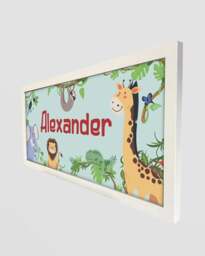 Rackhams Personalised Jungle Nursery Wall Art, Framed Safari Print for Kids - thumbnail 3