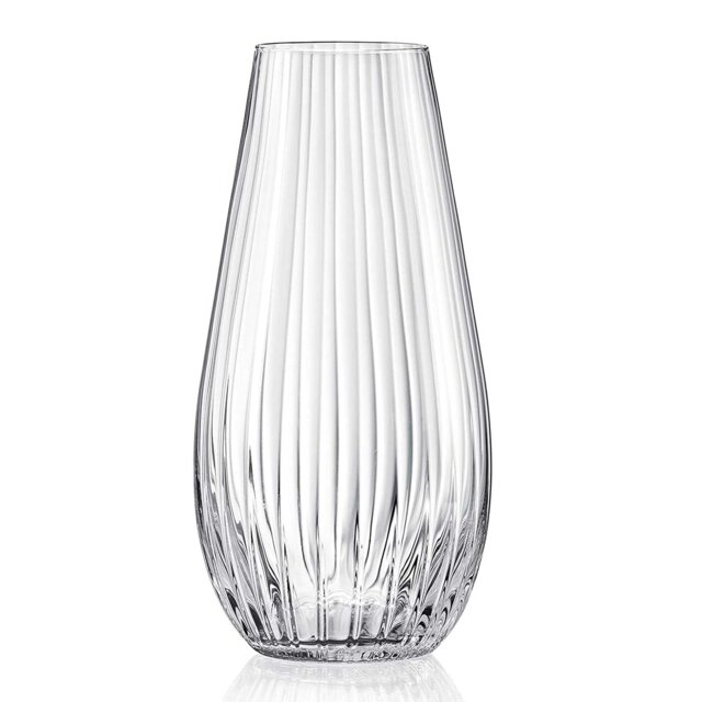 Rackhams Mirage Waterfall Crystal Barrel Vase - 25cm - Made From Premium Lead Free Crystal Glass
