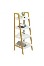 Rackhams 4 Tiers Ladder Shelf Storage Organizer Wooden Freestanding Bookshelf Bathroom Storage Rack - Brown - thumbnail 5