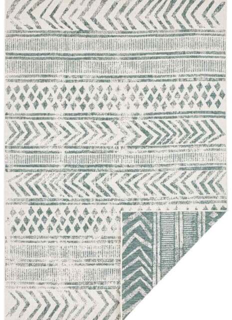 Rackhams Indoor-Outdoor Reversible Geometric Green Rug - 80X150 cm - image 1