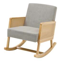 Rackhams Linen Wooden Rocking Chair - Grey - thumbnail 5