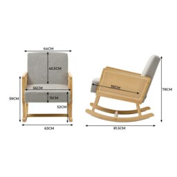 Rackhams Linen Wooden Rocking Chair - Grey - thumbnail 6