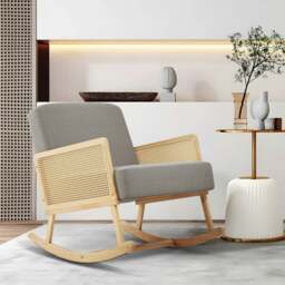 Rackhams Linen Wooden Rocking Chair - Grey - thumbnail 4
