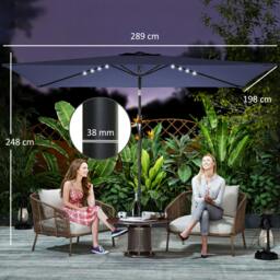 Rackhams 3 x 2 m Garden Parasol Umbrella with Light, Outdoor Patio Umbrella - Garden Parasol - Navy blue - 289 x 198 x 248 cm - thumbnail 3