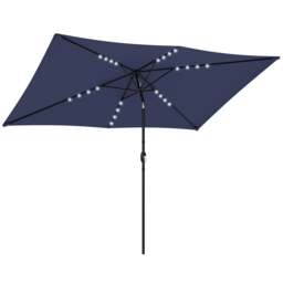 Rackhams 3 x 2 m Garden Parasol Umbrella with Light, Outdoor Patio Umbrella - Garden Parasol - Navy blue - 289 x 198 x 248 cm - thumbnail 2