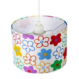 Rackhams Bright and Colourful Fabric Lampshade with Retro Inspired Floral Decor - thumbnail 3