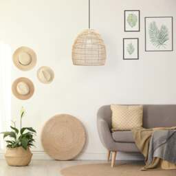 Rackhams Traditional Vintage Spiral Cage Design Natural Brown Rattan Ceiling Lamp Shade - thumbnail 5