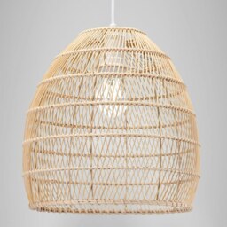 Rackhams Traditional Vintage Spiral Cage Design Natural Brown Rattan Ceiling Lamp Shade - thumbnail 6