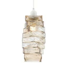 Rackhams Sleek Gold Tinted Pendant Light Shade with Staggered Rectangular Body - thumbnail 2