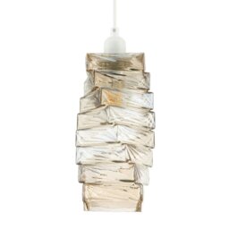 Rackhams Sleek Gold Tinted Pendant Light Shade with Staggered Rectangular Body
