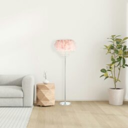 Rackhams Modern Chandelier Style Pink Feather Floor Lamp with Waterfall Acrylic Droplets - thumbnail 5