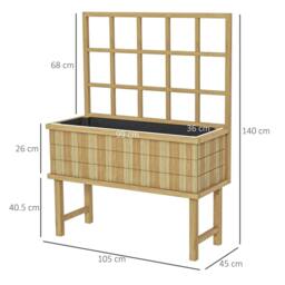 Rackhams 45 x 105cm Wooden Garden Planter, with Trellis - Natural - thumbnail 3