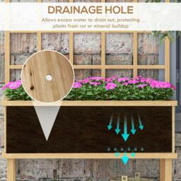 Rackhams 45 x 105cm Wooden Garden Planter, with Trellis - Natural - thumbnail 4