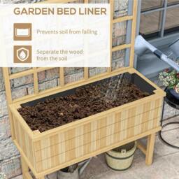 Rackhams 45 x 105cm Wooden Garden Planter, with Trellis - Natural - thumbnail 5