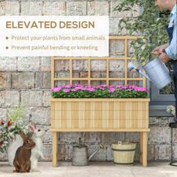 Rackhams 45 x 105cm Wooden Garden Planter, with Trellis - Natural - thumbnail 6
