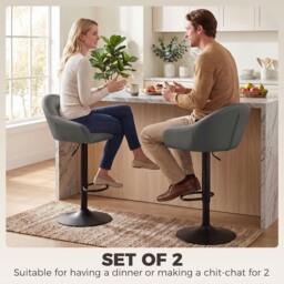 Rackhams Bar Stools Adjustable Height Backrest Set of 2, Grey - thumbnail 4