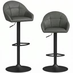 Rackhams Bar Stools Adjustable Height Backrest Set of 2, Grey - thumbnail 2