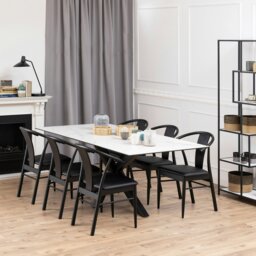Rackhams Heaven Dining Table with Ceramic White Top - Black - No - White - thumbnail 4