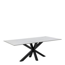 Rackhams Heaven Dining Table with Ceramic White Top - Black - No - White - thumbnail 1