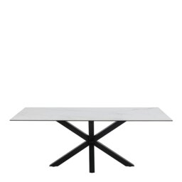 Rackhams Heaven Dining Table with Ceramic White Top - Black - No - White - thumbnail 2