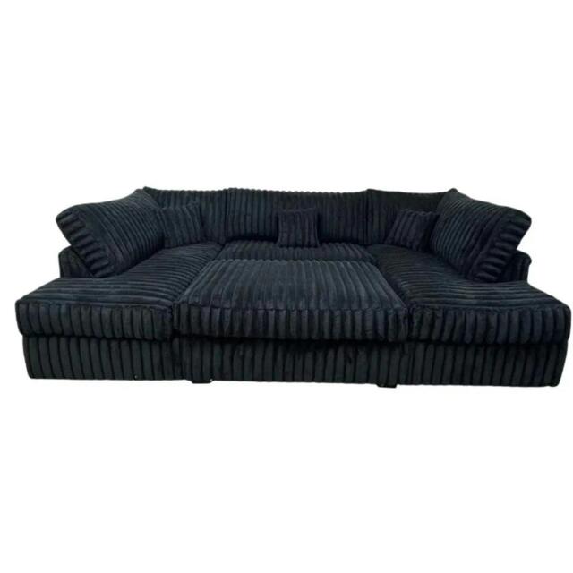 Rackhams Large Jumbo Cord Cinema Sofa - Black - image 1