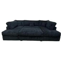 Rackhams Large Jumbo Cord Cinema Sofa - Black - thumbnail 1