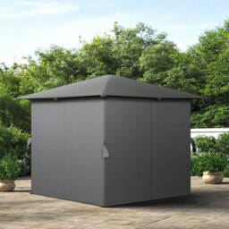 Rackhams 10ft W Garden Sheds Dark Grey Metal Gazebo With Lights - Gray - thumbnail 6
