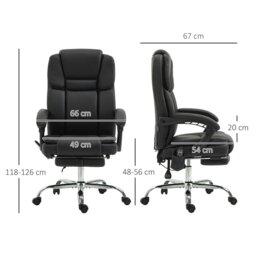 Rackhams Vinsetto Massage Office Chair, PU Leather High Back Recliner, Black - Dark Brown - thumbnail 4